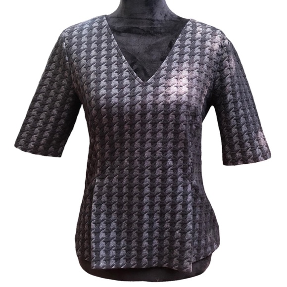 Ann Taylor Black Houndstooth Spandex Top size Small - Picture 10 of 10